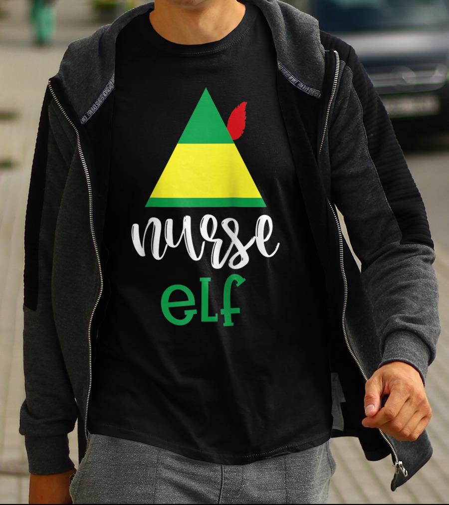 Nurse Elf Funny Christmas Medical Rn Lpn Holiday Humor T-Shirt