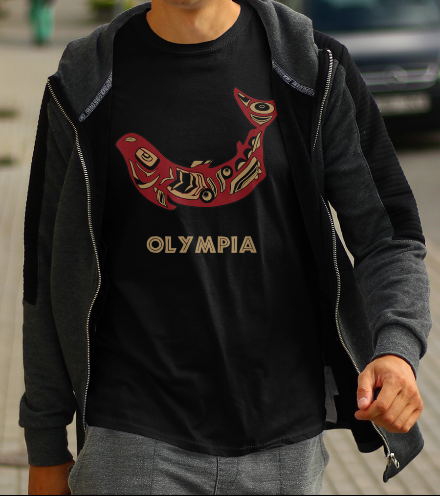 Olympia Native American Indian Style Salmon T-Shirt