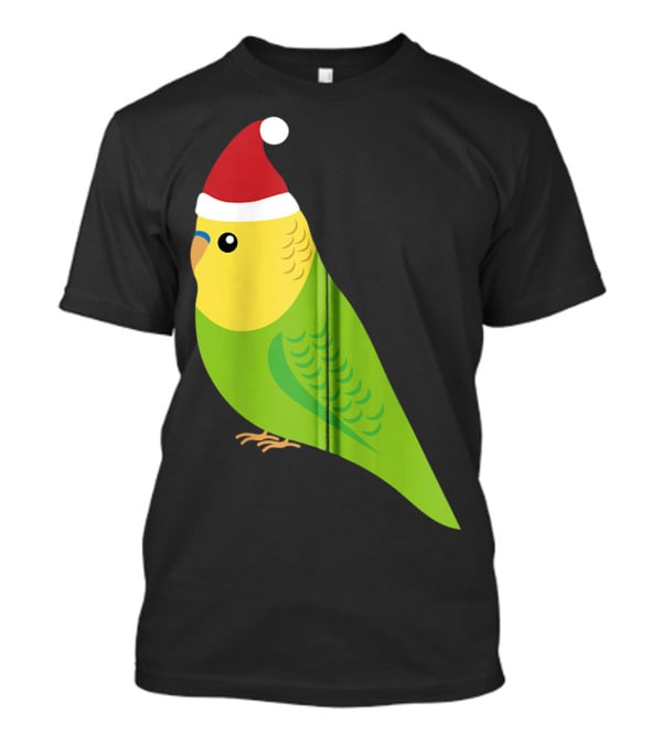 Parakeet Christmas Cute Budgie Bird Santa Hat T-Shirt