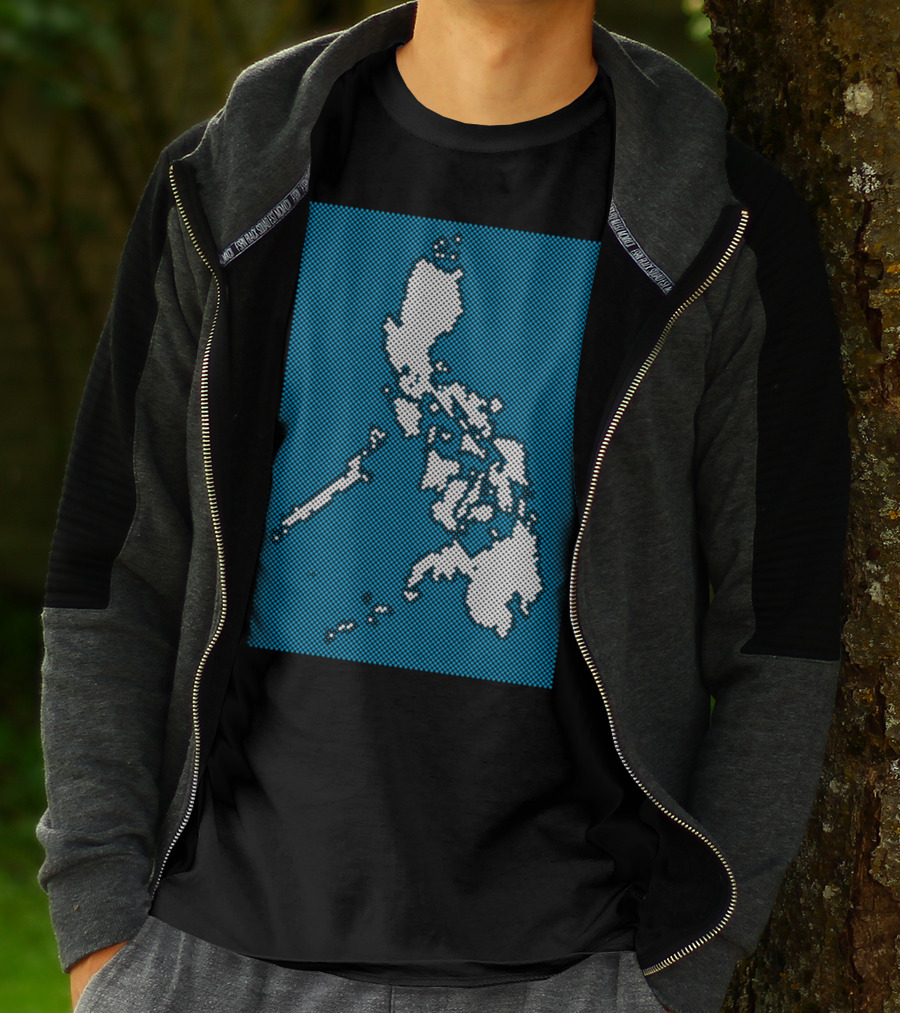 Philippines Map Halftone Blue Background T-Shirt