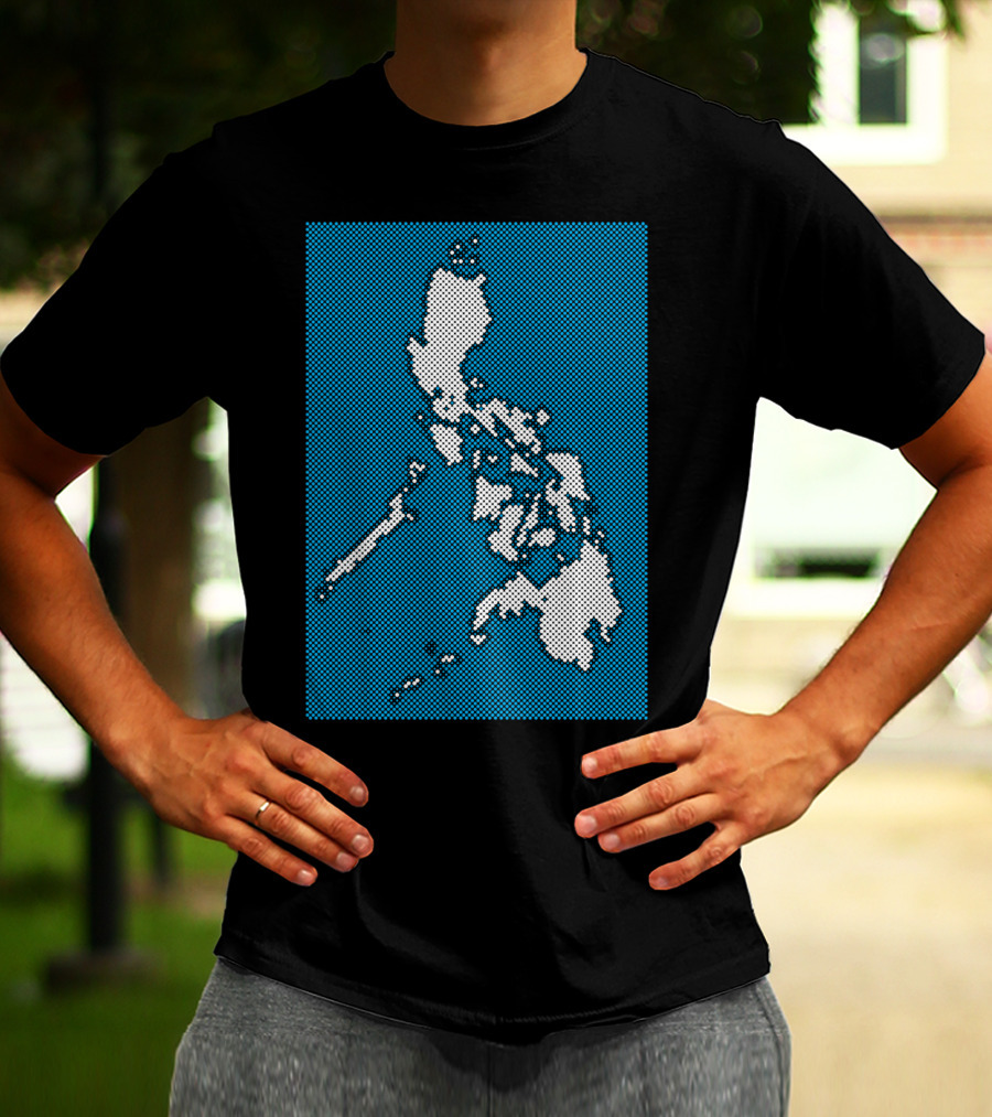Philippines Map Halftone Blue Background T-Shirt