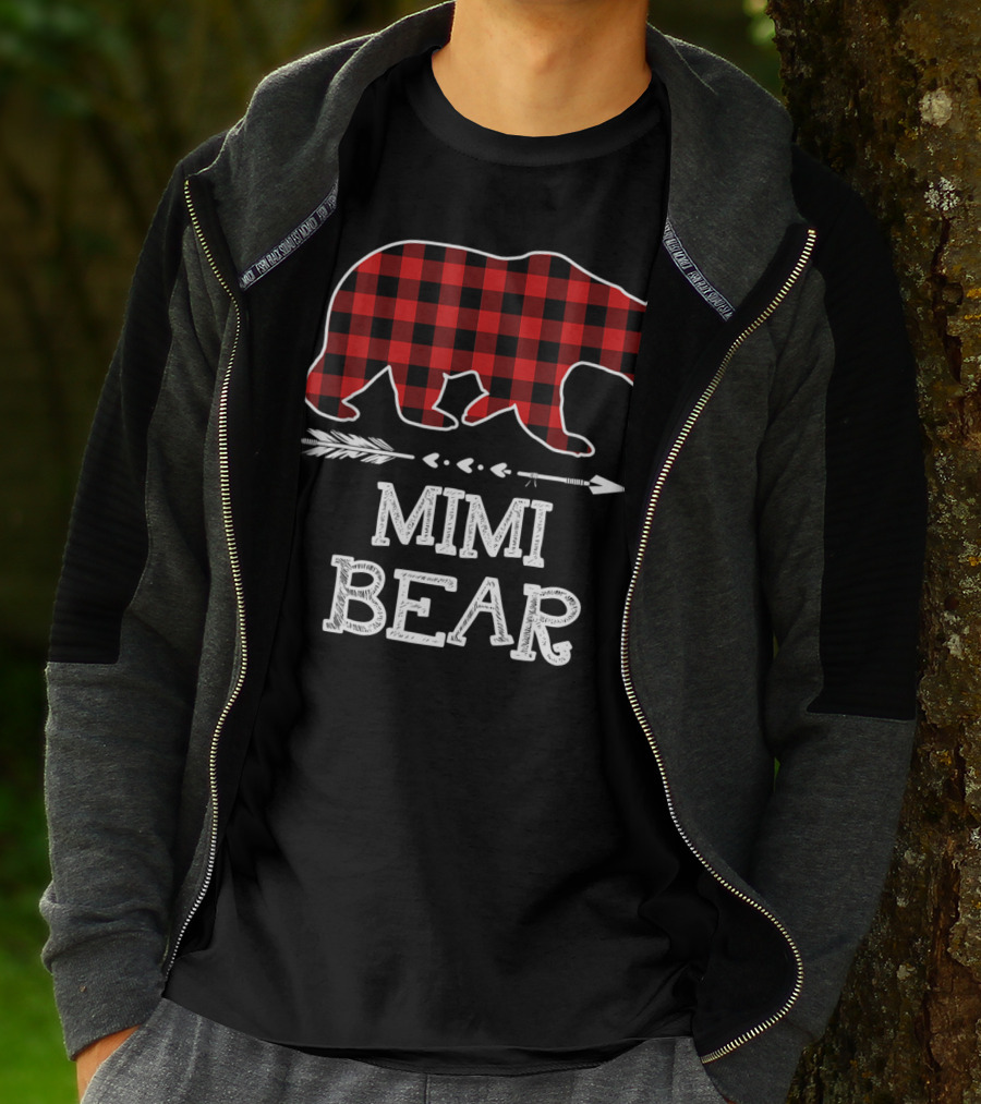 Red Plaid Bear Mimi Arrow T-Shirt