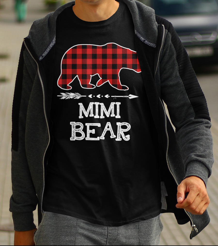 Red Plaid Bear Mimi Arrow T-Shirt