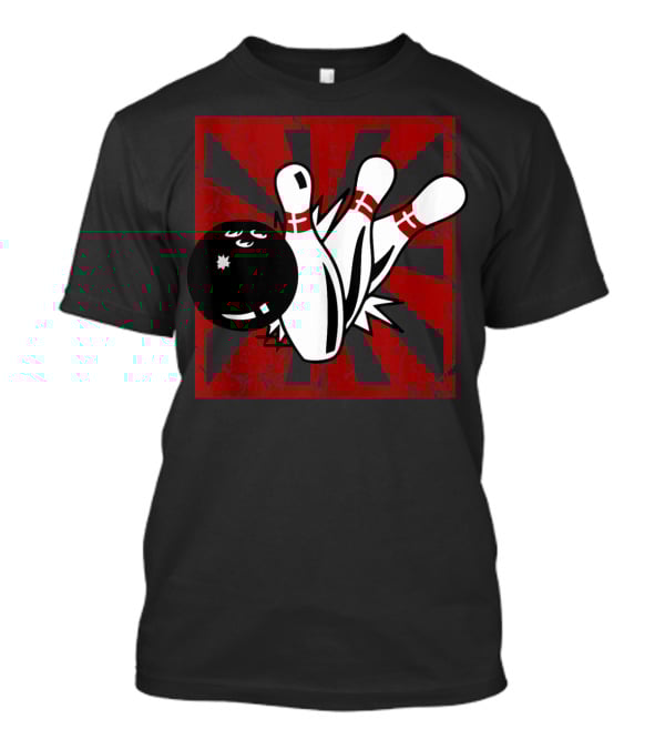 Retro Vintage Bowling Funny Striking Bowler Bowl Pins Explosion T-Shirt