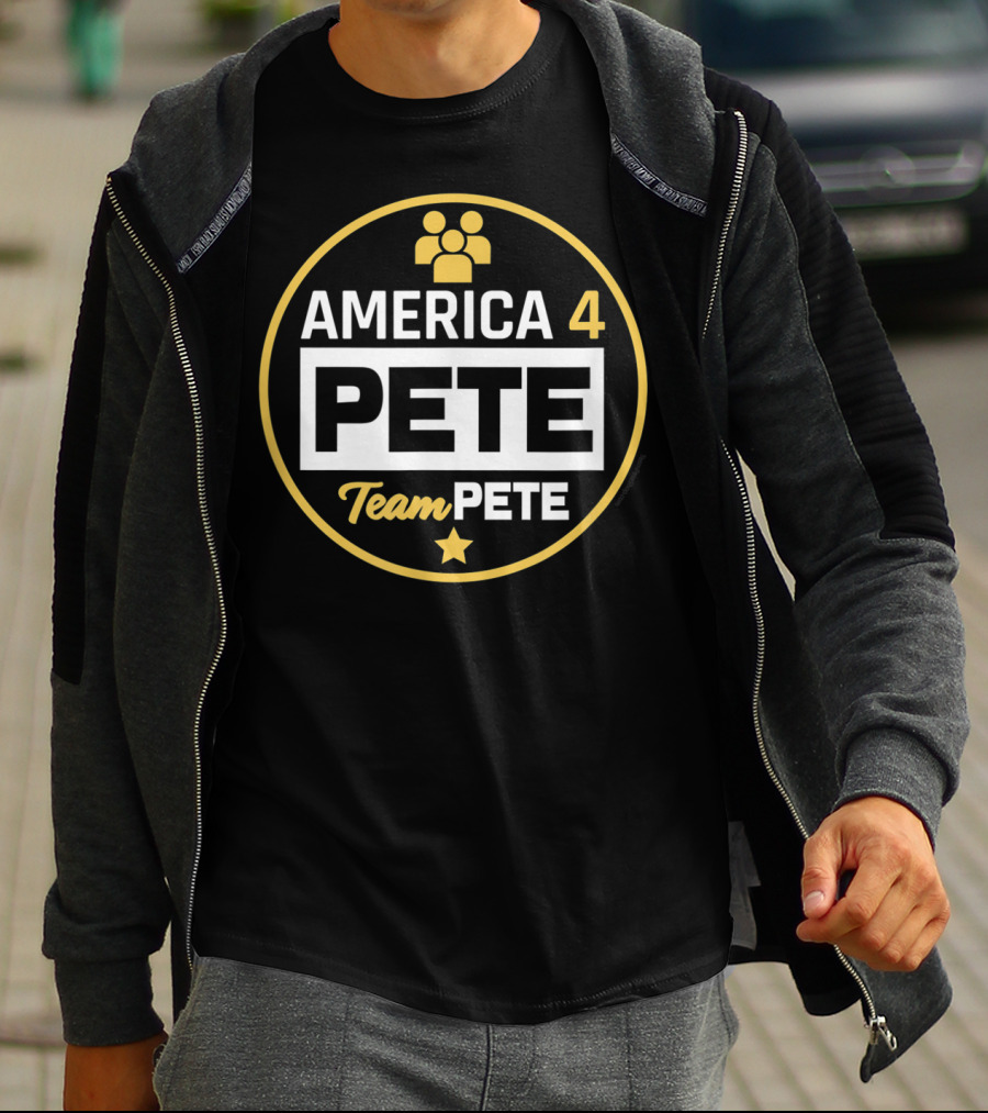 America 4 Pete Team Pete Buttigieg Support Badge Circle Star T-Shirt