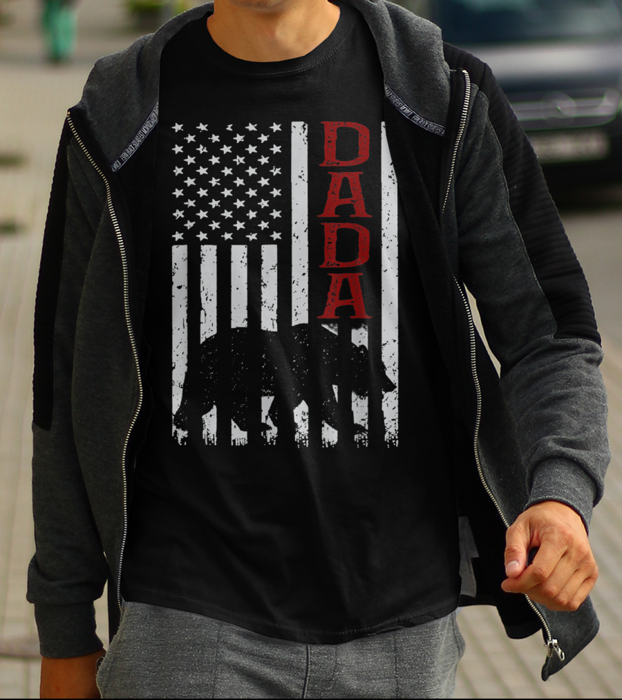 American Flag Dada Bear Silhouette T-Shirt