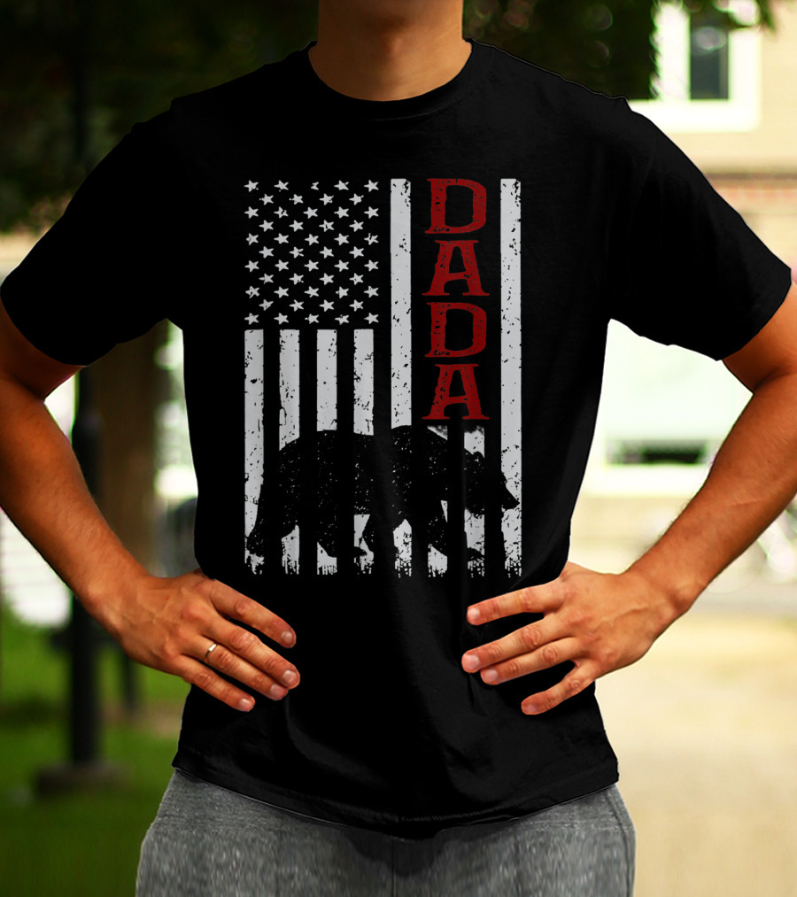 American Flag Dada Bear Silhouette T-Shirt