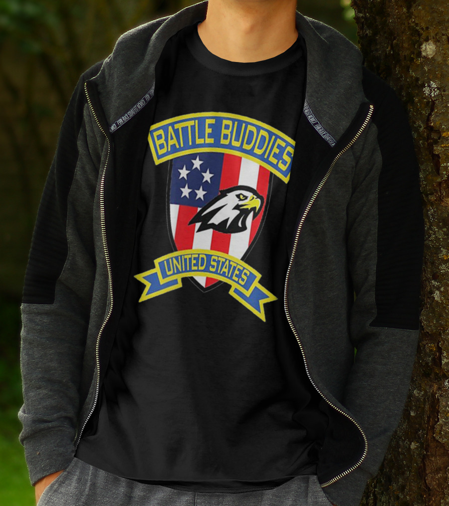 Battle Buddies United States Bald Eagle Stars Shield T-Shirt