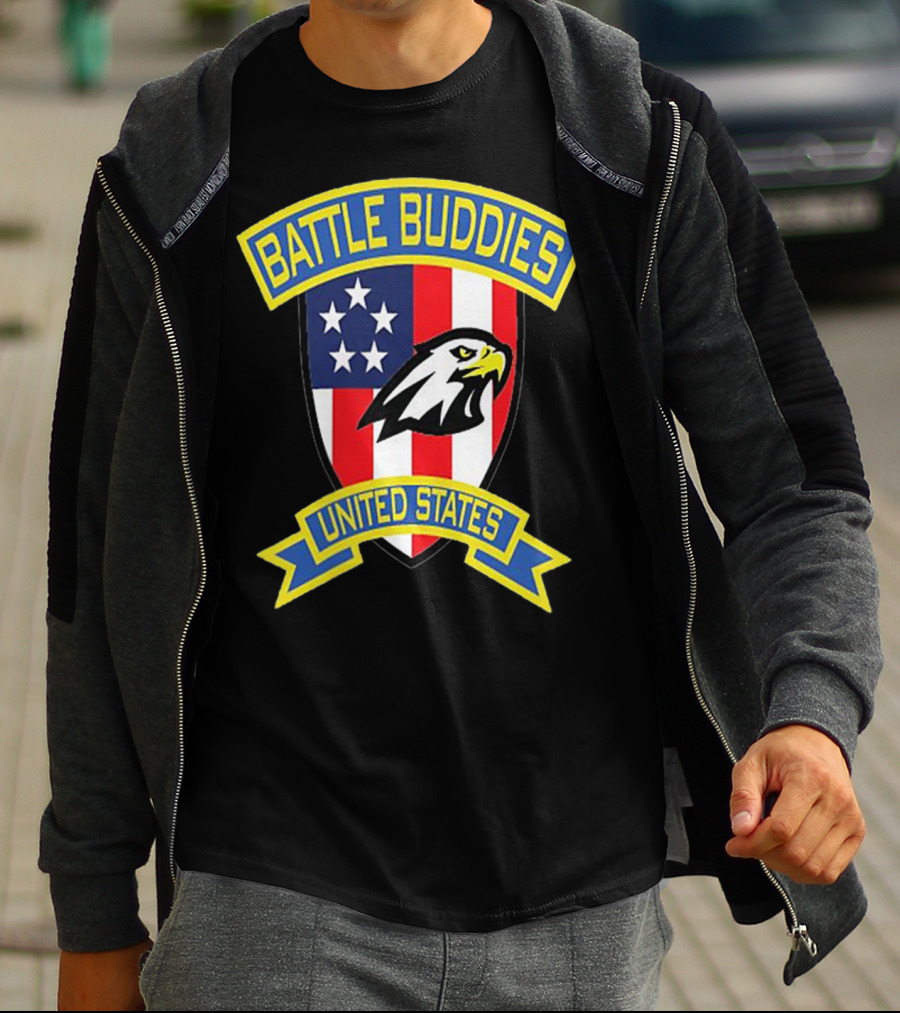 Battle Buddies United States Bald Eagle Stars Shield T-Shirt