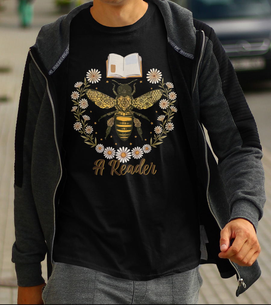 Bee Flower A Reader Women Cute Book Lov T-Shirt