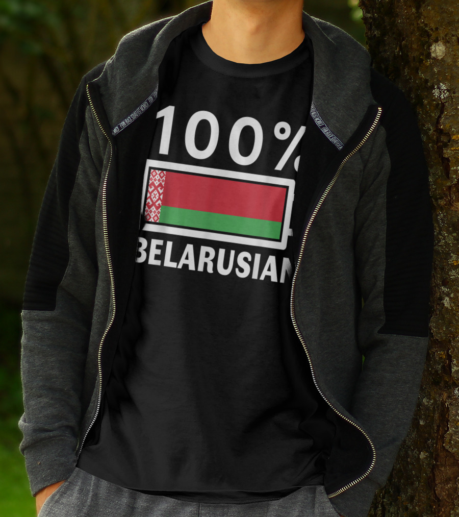 100% Belarusian Battery Power Belarus Flag T-Shirt