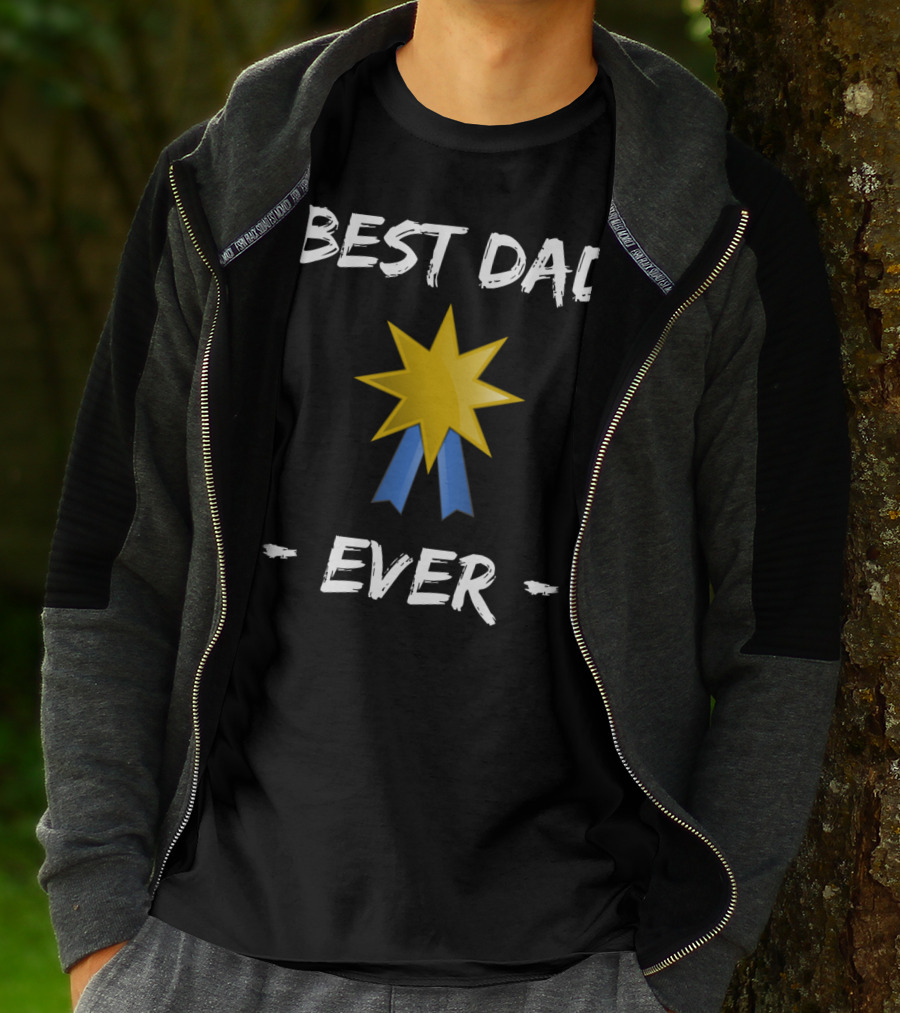 Best Dad Ever Gold Star Blue Ribbon Father's Day T-Shirt