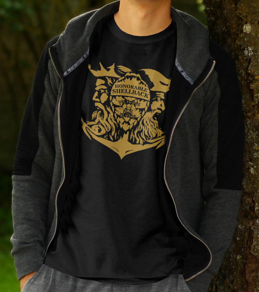 Honorable Shellback Davy Jones Beware Navy Anchors T-Shirt