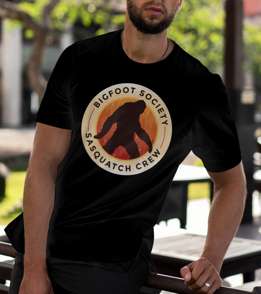 Bigfoot Society Sasquatch Crew Men Women Iconic Forest Emblem T-Shirt