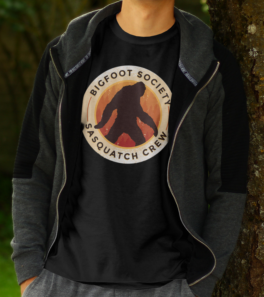 Bigfoot Society Sasquatch Crew Men Women Iconic Forest Emblem T-Shirt