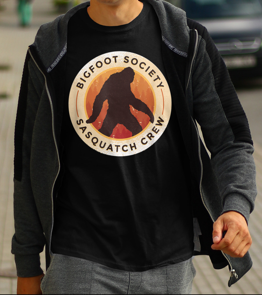 Bigfoot Society Sasquatch Crew Men Women Iconic Forest Emblem T-Shirt