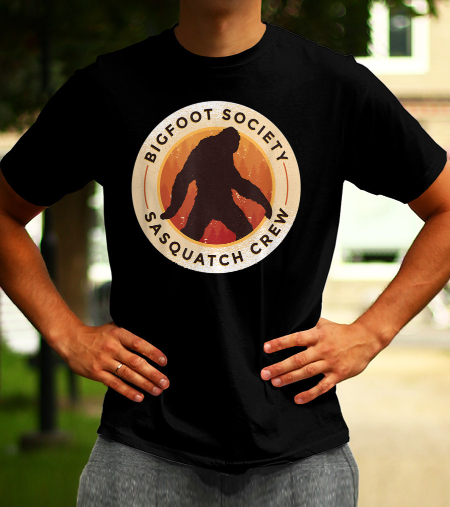 Bigfoot Society Sasquatch Crew Men Women Iconic Forest Emblem T-Shirt