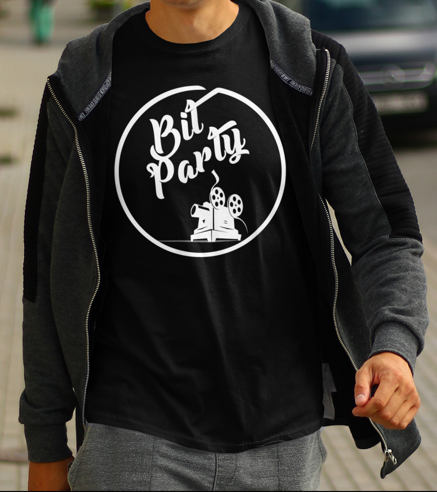 Bit Party Retro Film Projector Black T-Shirt