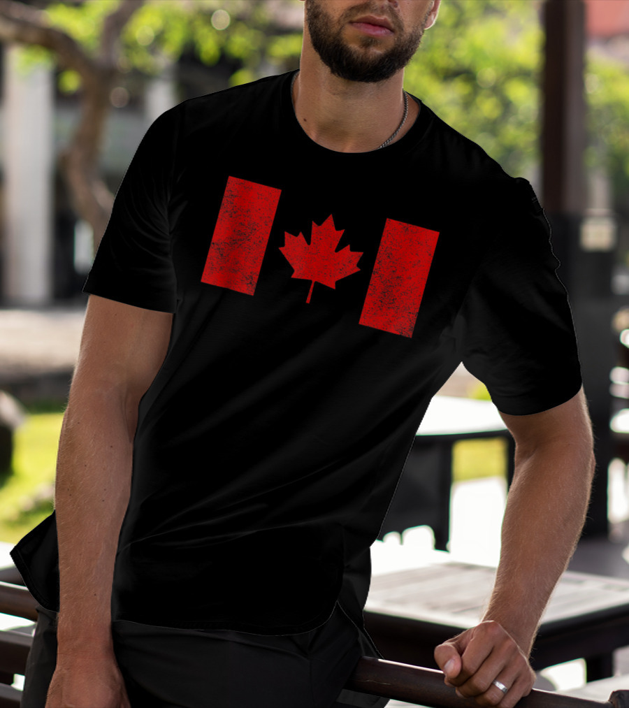 Canada National Flag Distressed Maple Leaf T-Shirt