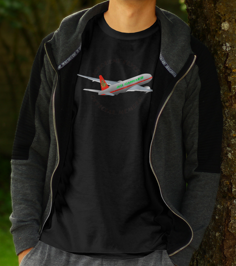 Frequent Flyer Official Member Air Cannabis Weed Marijuana Girl Man Funny T-Shirt