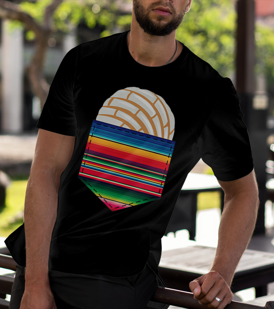 Colorful Serape Pocket White Concha T-Shirt