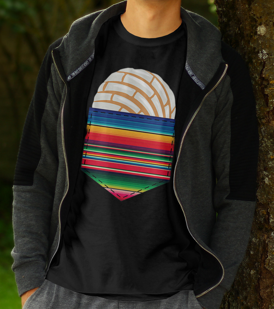 Colorful Serape Pocket White Concha T-Shirt