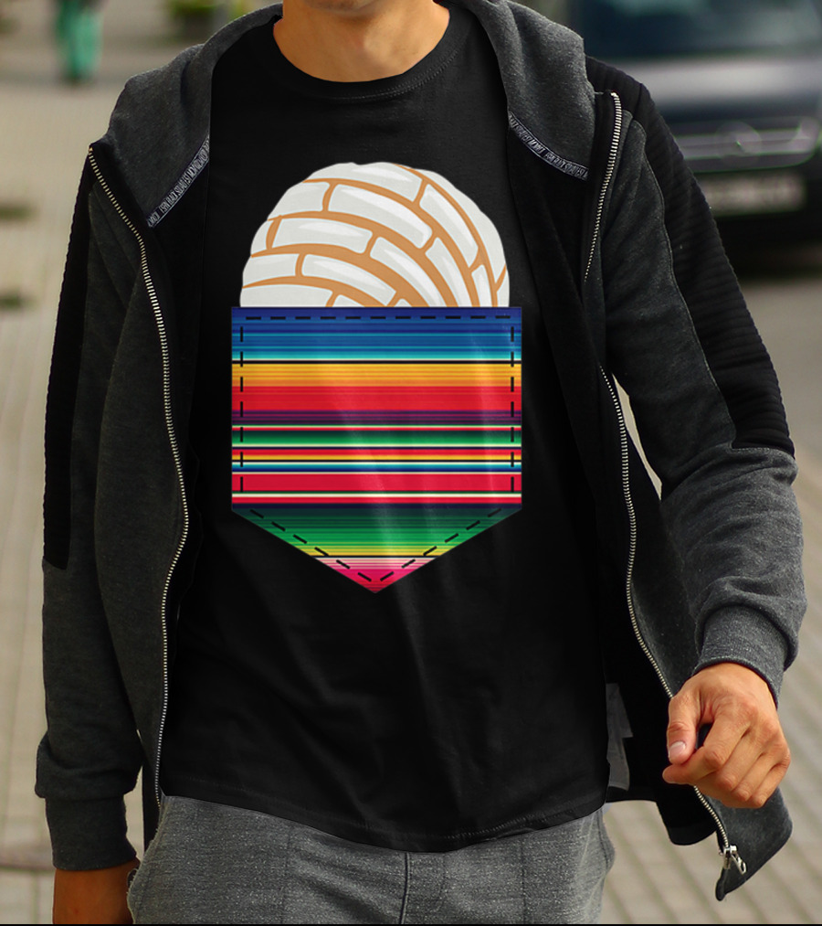 Colorful Serape Pocket White Concha T-Shirt