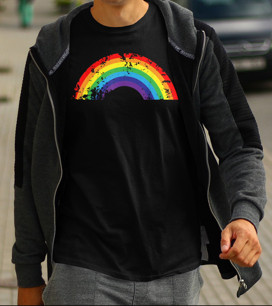 Cool Elegant Rainbow Vintage Retro 80's Style Rainbow T-Shirt