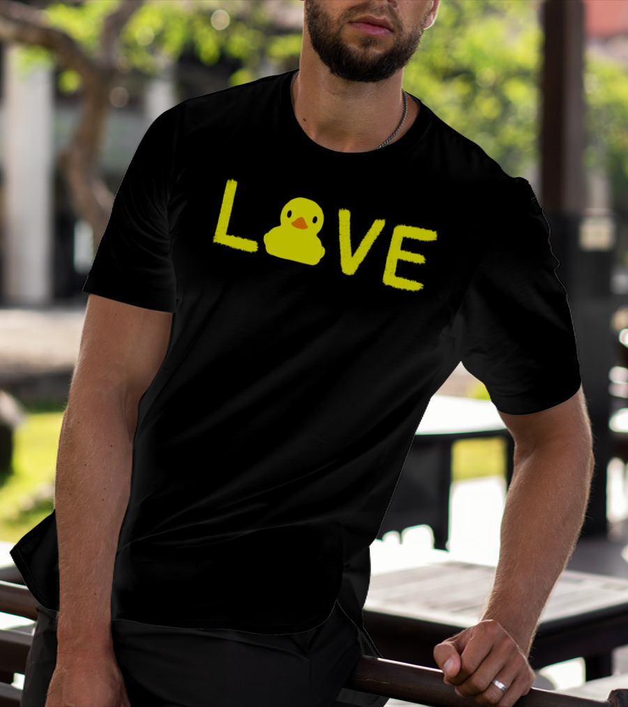 LOVE Yellow Rubber Ducky Duck Cute Graphi T-Shirt