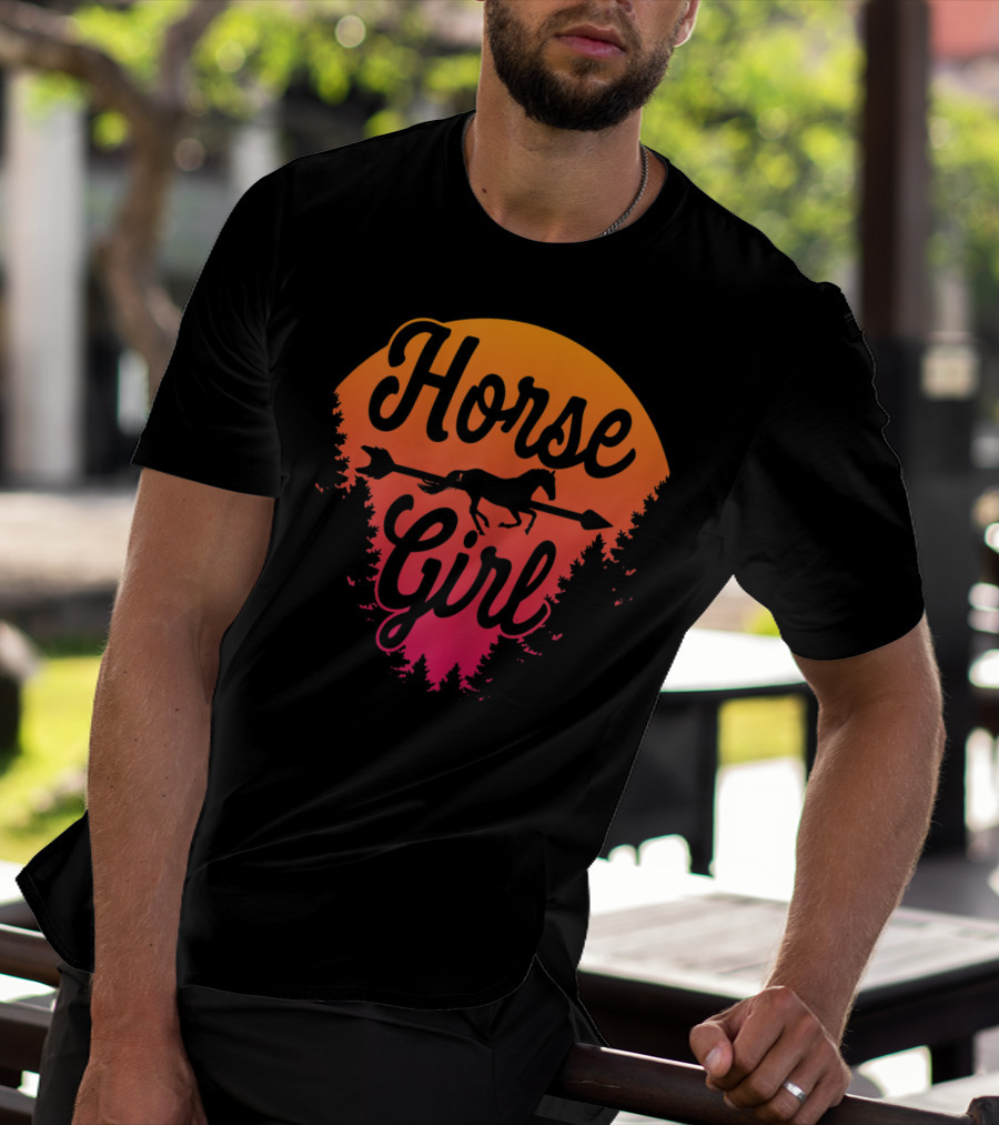 Horse Girl Forest Sunset T-Shirt