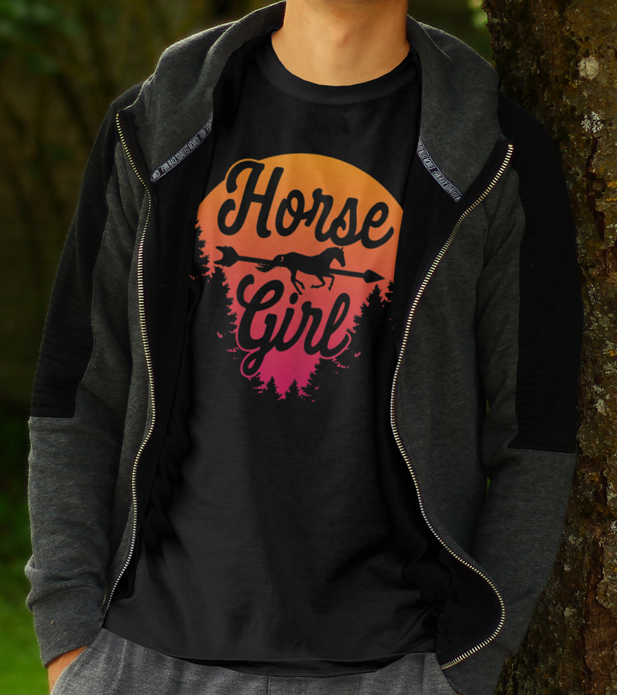 Horse Girl Forest Sunset T-Shirt