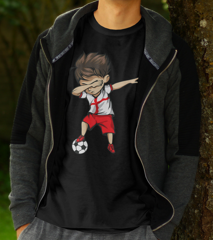 Dabbing Soccer Boy England Jersey English Football T-Shirt