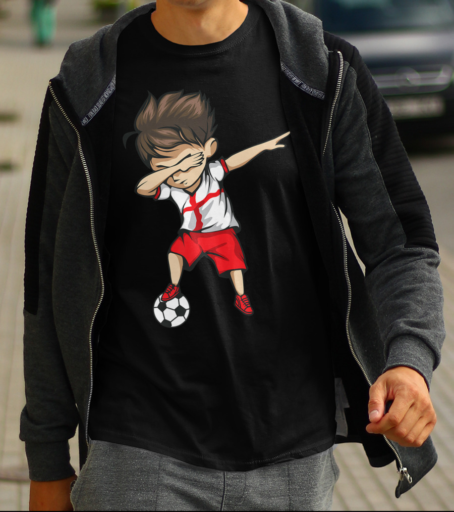 Dabbing Soccer Boy England Jersey English Football T-Shirt