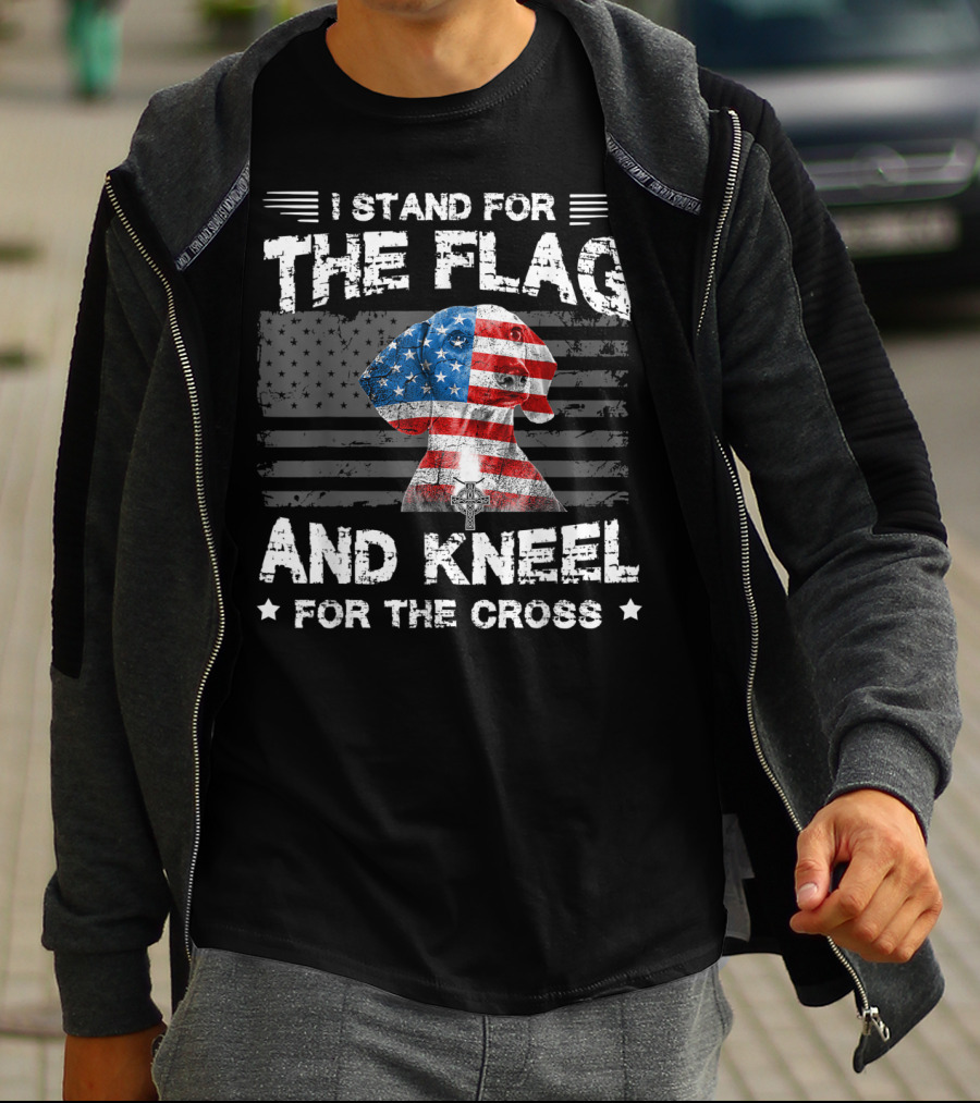 I Stand For The Flag And Kneel For The Cross Dachshunds Dog T-Shirt