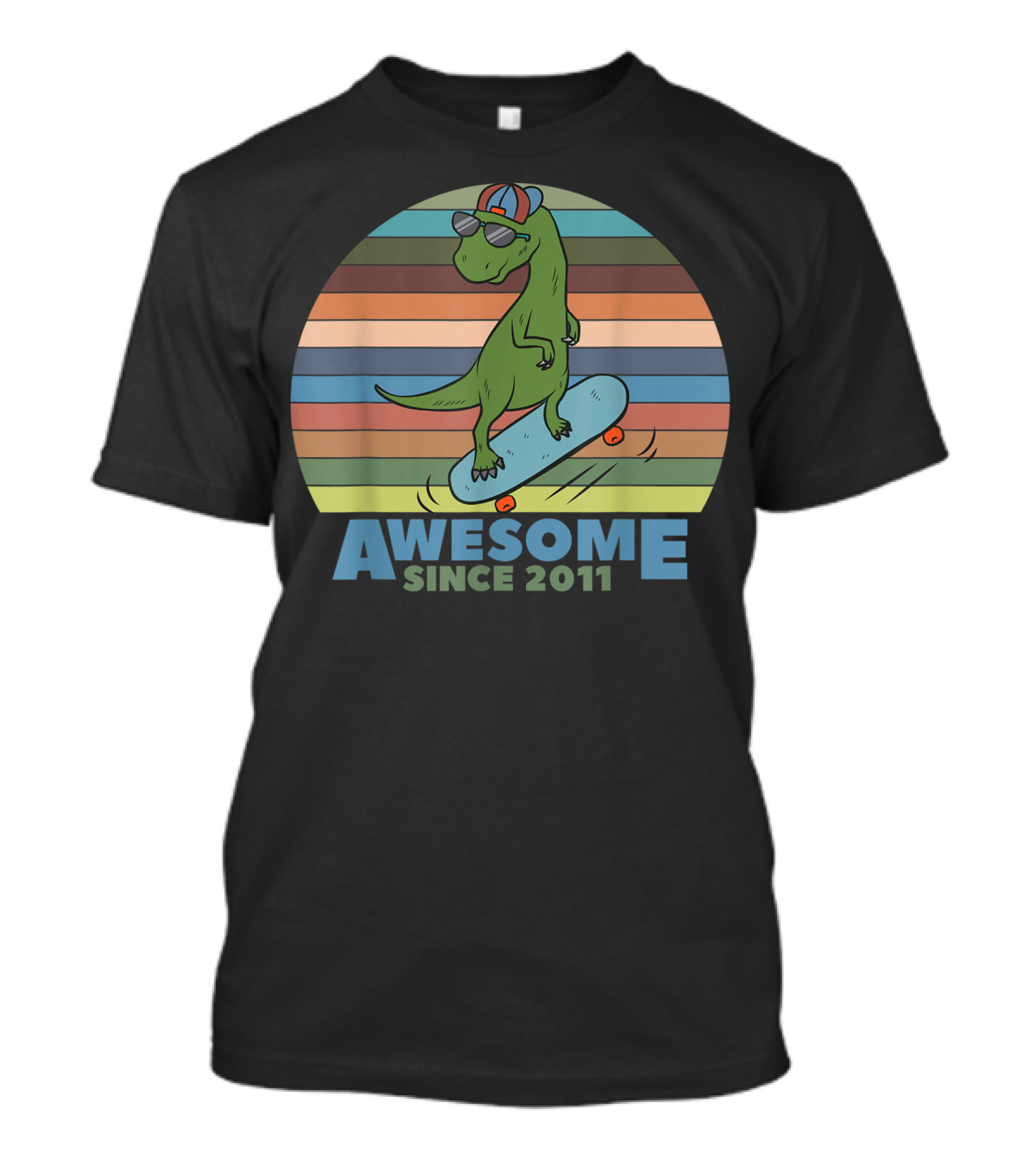 Awesome Dinosaur Skateboarding Since 2011 Vintage T-Shirt