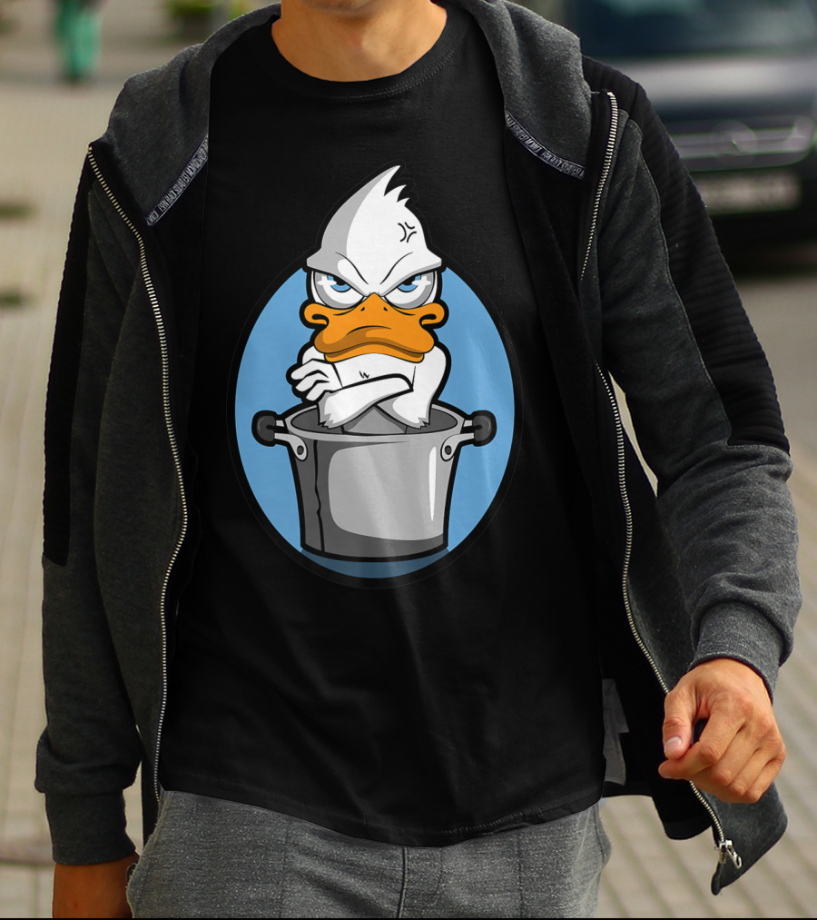 Grumpy Duck In Cooking Pot Angry Expression T-Shirt