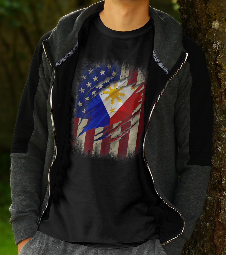 Filipino American Flag With Filipino Blood Inside T-Shirt