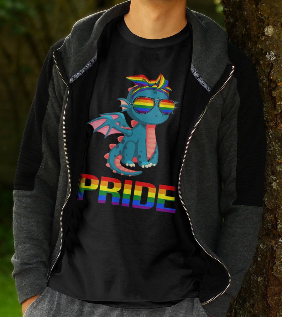 Pride Dragon With Rainbow Glasses And Bandana T-Shirt