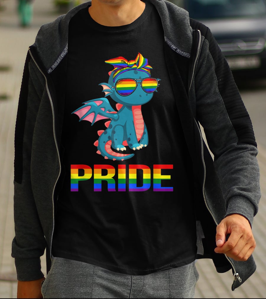 Pride Dragon With Rainbow Glasses And Bandana T-Shirt