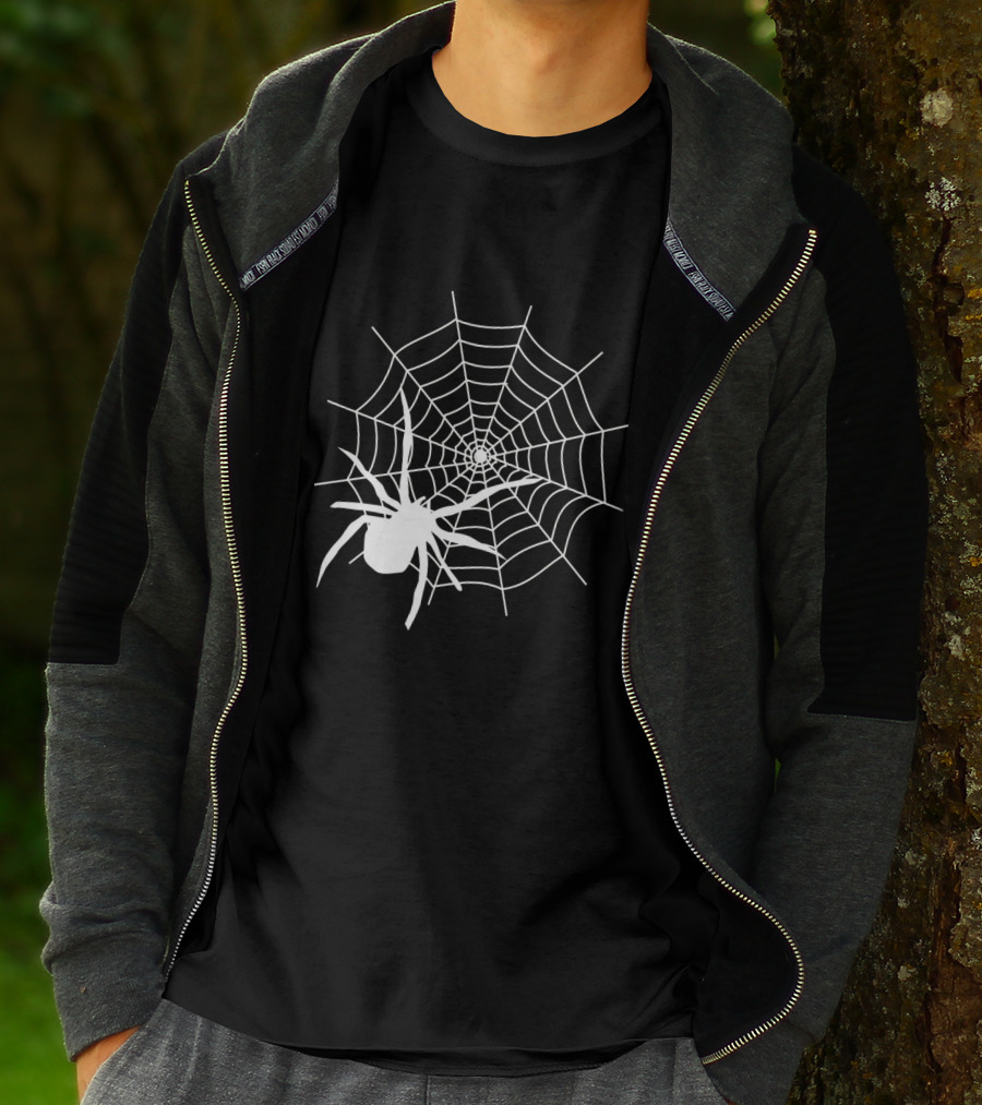 Halloween Spider Web With White Spider T-Shirt