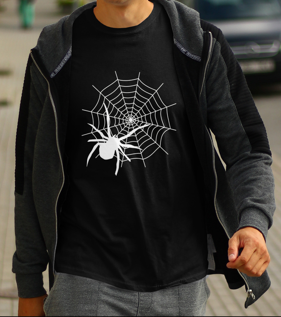 Halloween Spider Web With White Spider T-Shirt