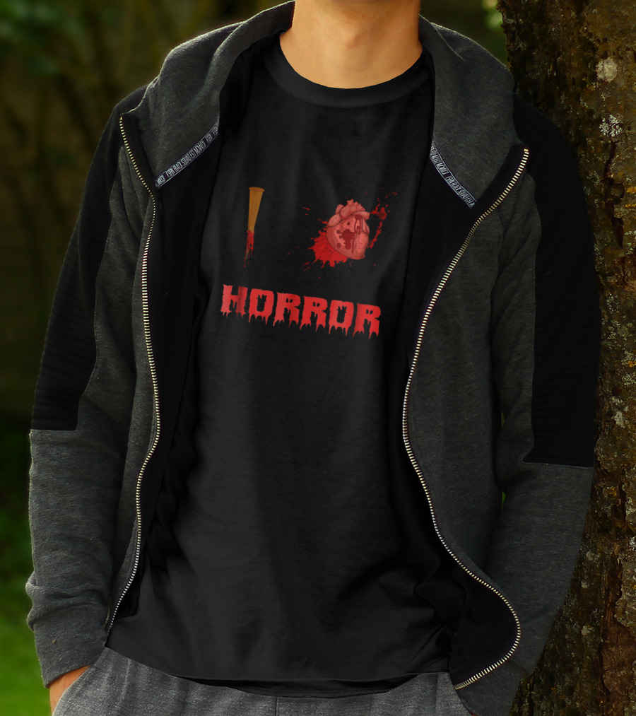 I Horror Bloody Stake Heart Design With Splatter Elements T-Shirt