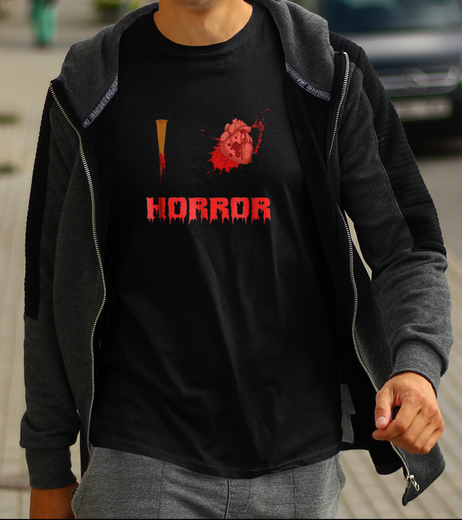 I Horror Bloody Stake Heart Design With Splatter Elements T-Shirt