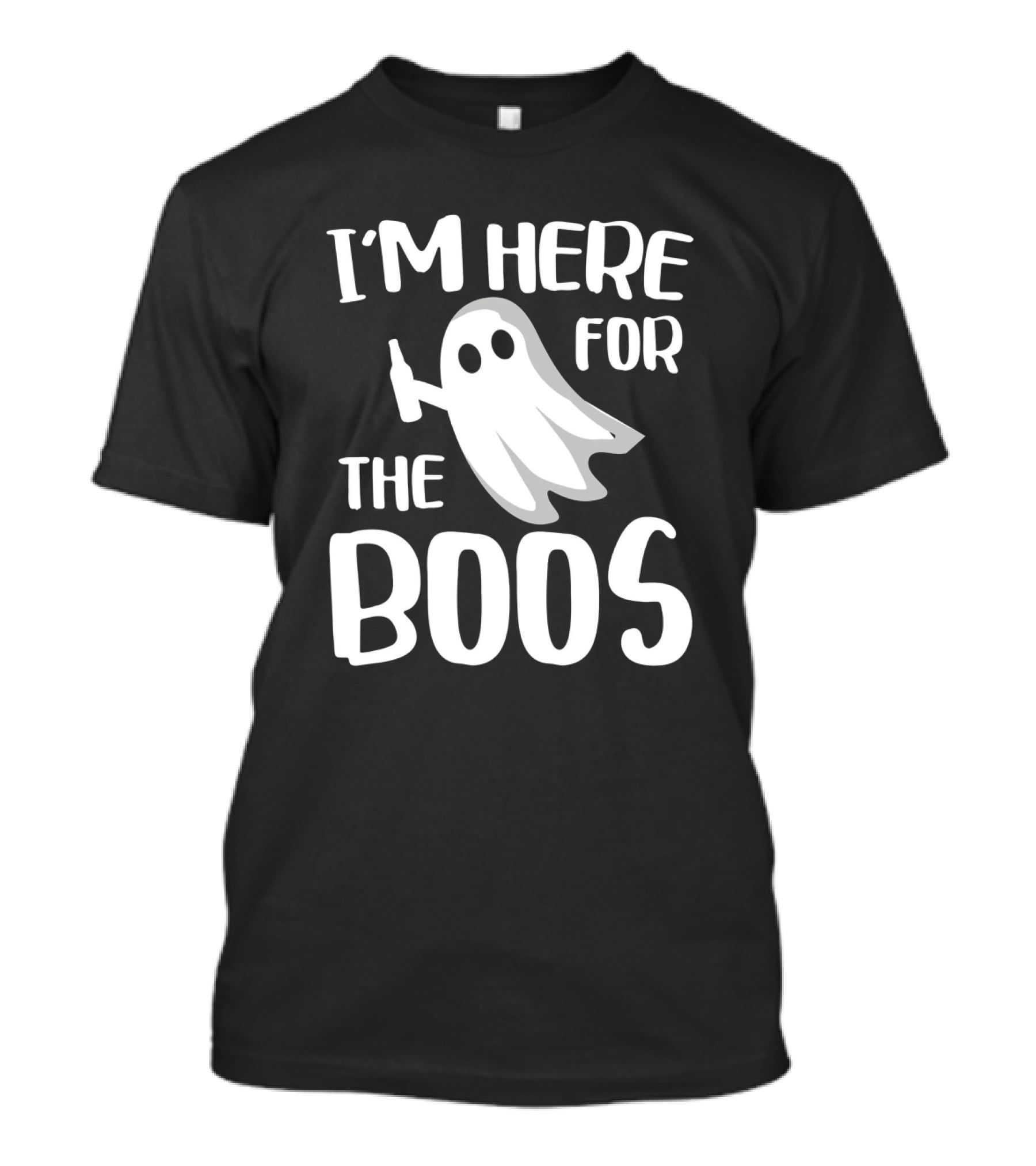 I'm Here For The Boos Halloween Ghost With Bottle Fun T-Shirt