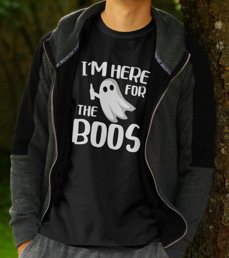 I'm Here For The Boos Halloween Ghost With Bottle Fun T-Shirt
