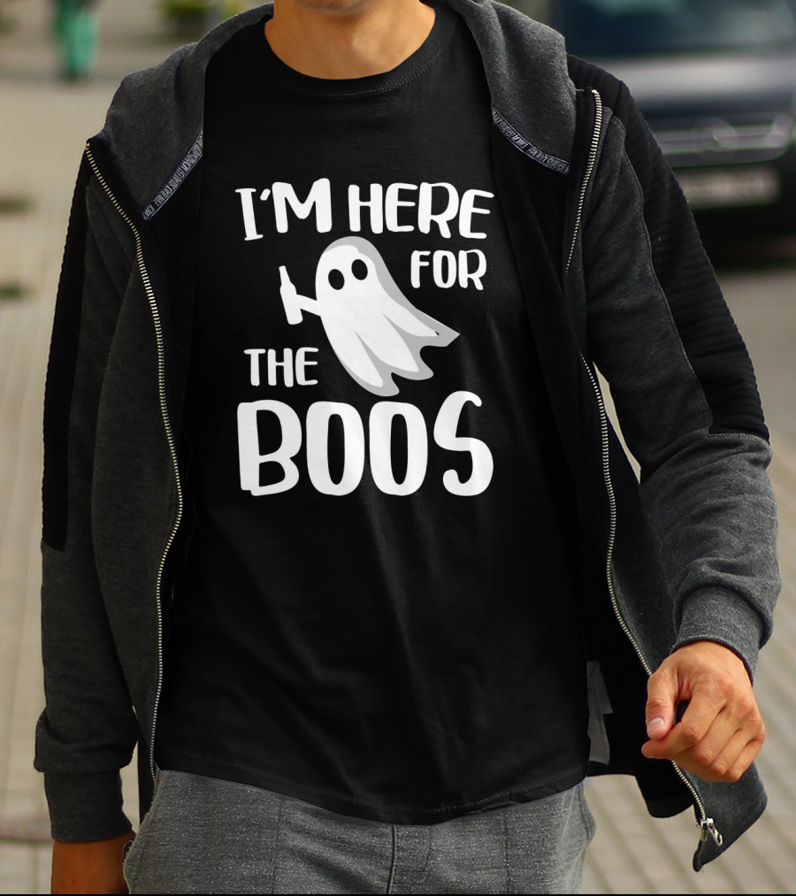 I'm Here For The Boos Halloween Ghost With Bottle Fun T-Shirt