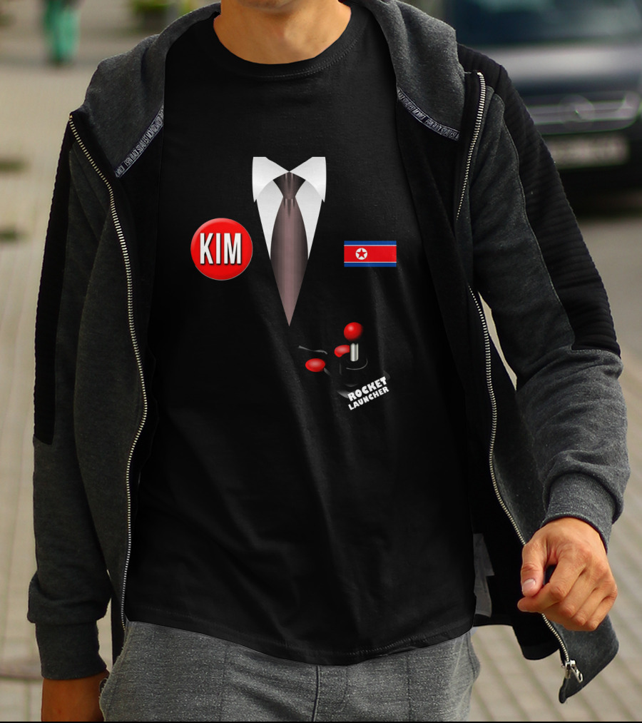 North Korea Rocket Launcher Kim With Flag And Tie Halloween T-Shirt