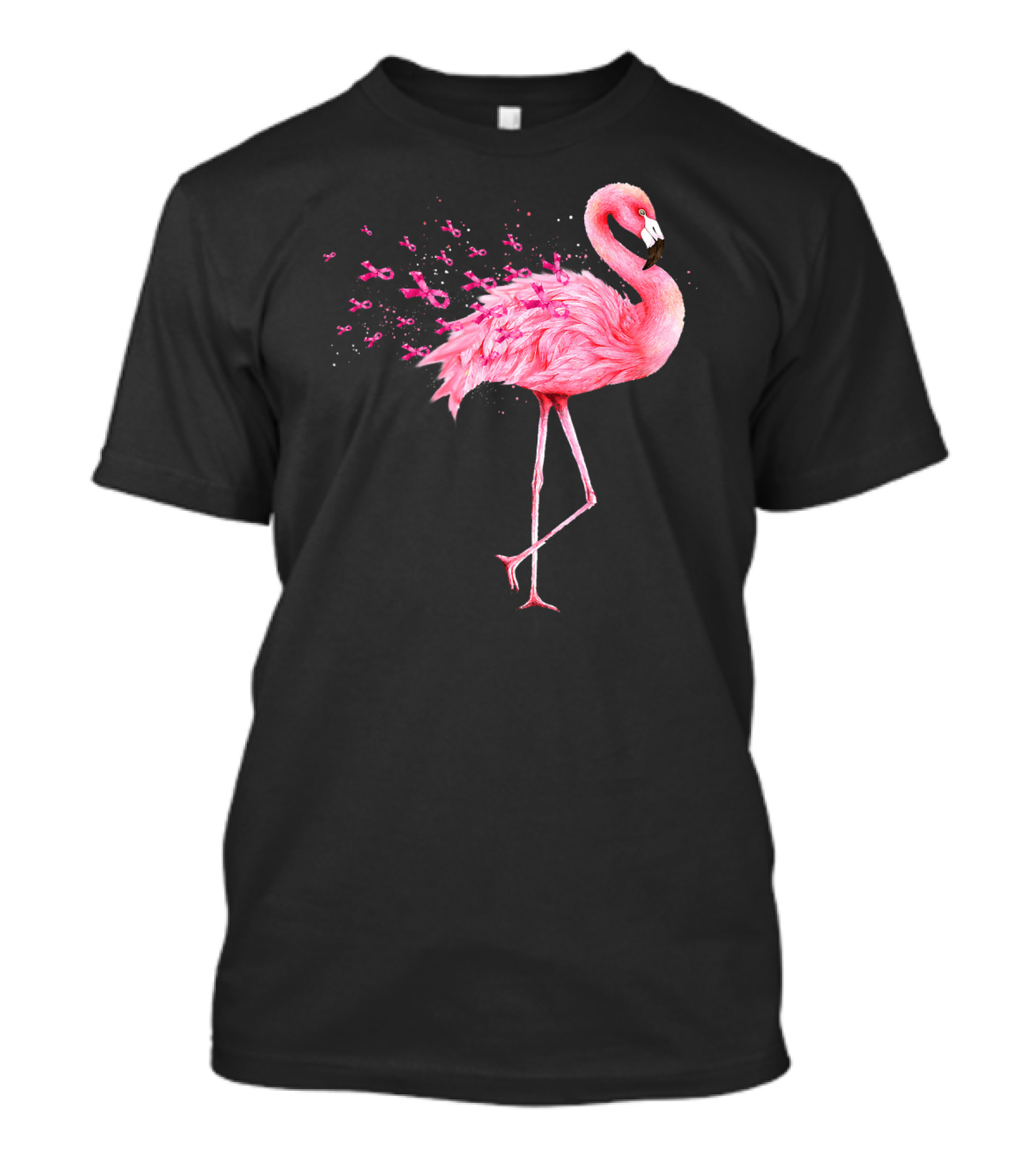 Cute Flamingo Breast Cancer Awareness Pink Ribbon T-Shirt
