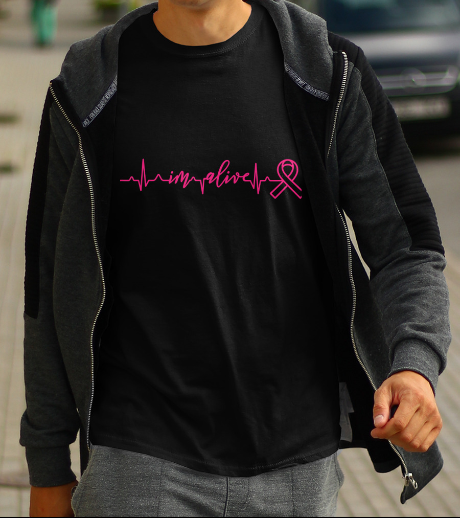 I'm Alive Heartbeat Survivor Warrior Breast Cancer Awareness T-Shirt