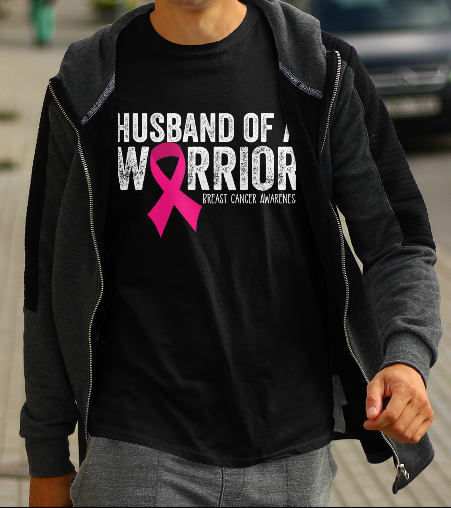 Husband Of A Warrior Breast Cancer Awareness Pink T-Shirt